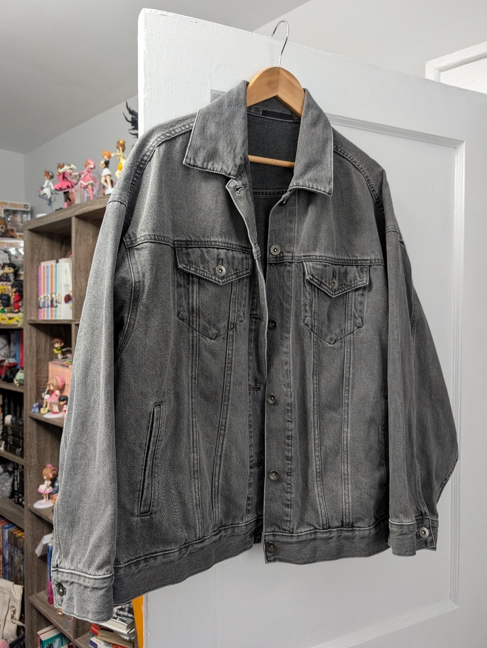 Uniqlo Grey Denim Jacket Oversized